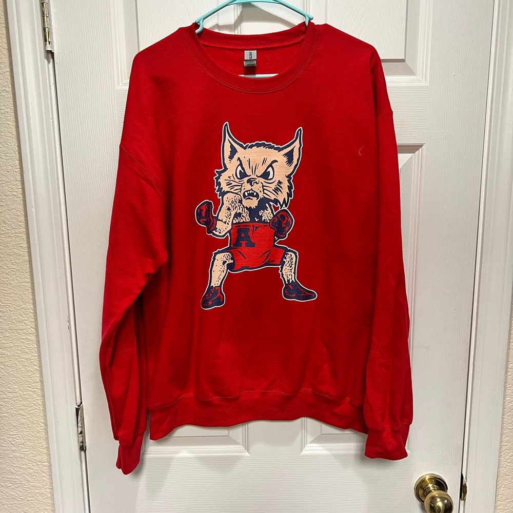Arizona Wildcats Vintage Crew Neck Sweatshirt - 1950s Fightin' Wildcat, L -Large